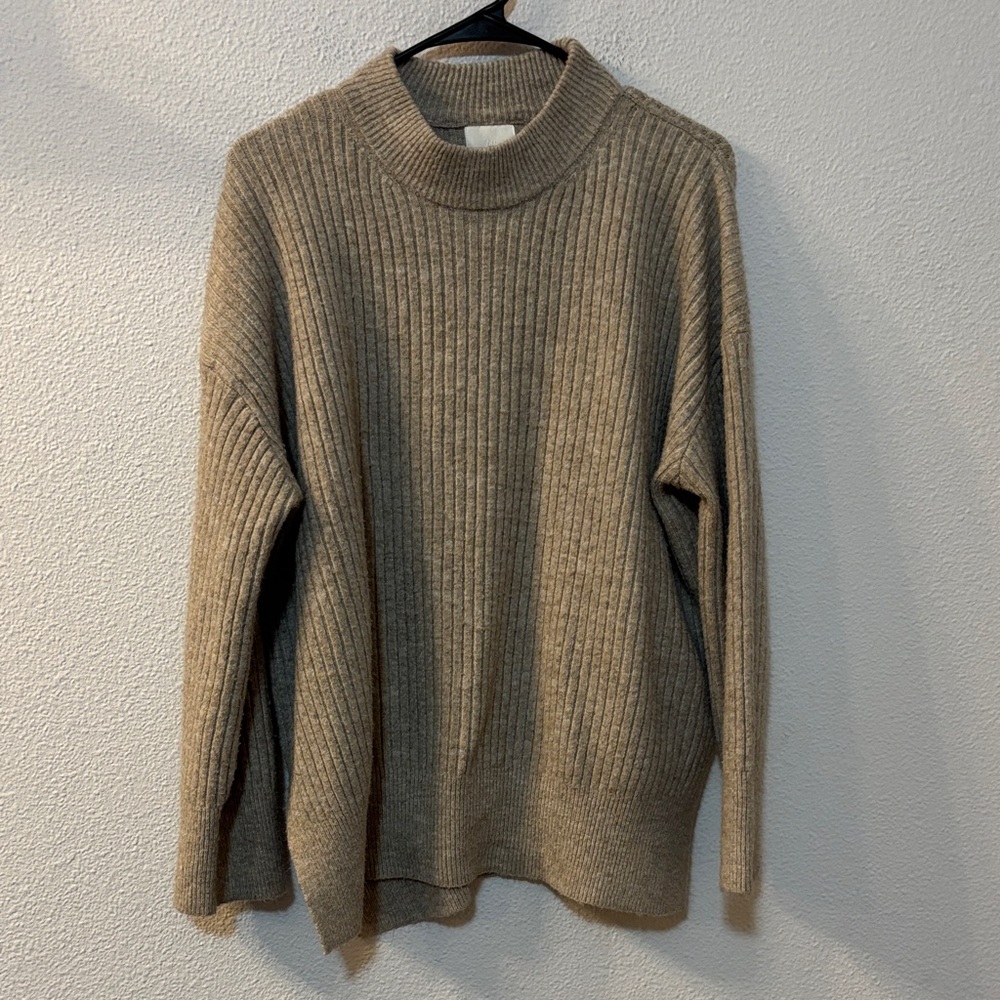 H&M Ribbed Knit Sweater in Tan